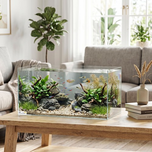Pawhut 51l glass aquarium fish - glass,