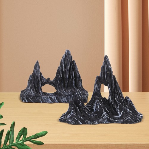 Realistic black resin mountain - black,